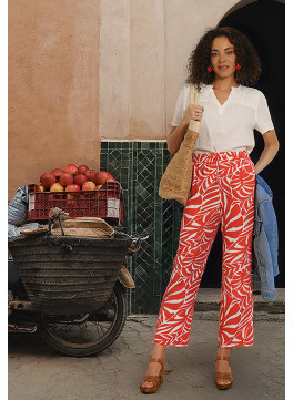 PANTALON 7/8 - POMPEI - TERRA/BLANC - Antonelle