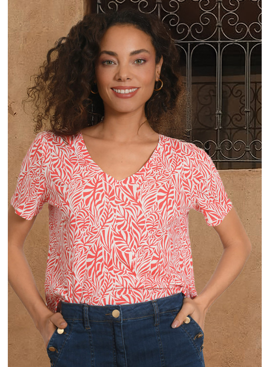 T-SHIRT - POMPON - TERRA/BLANC - Antonelle
