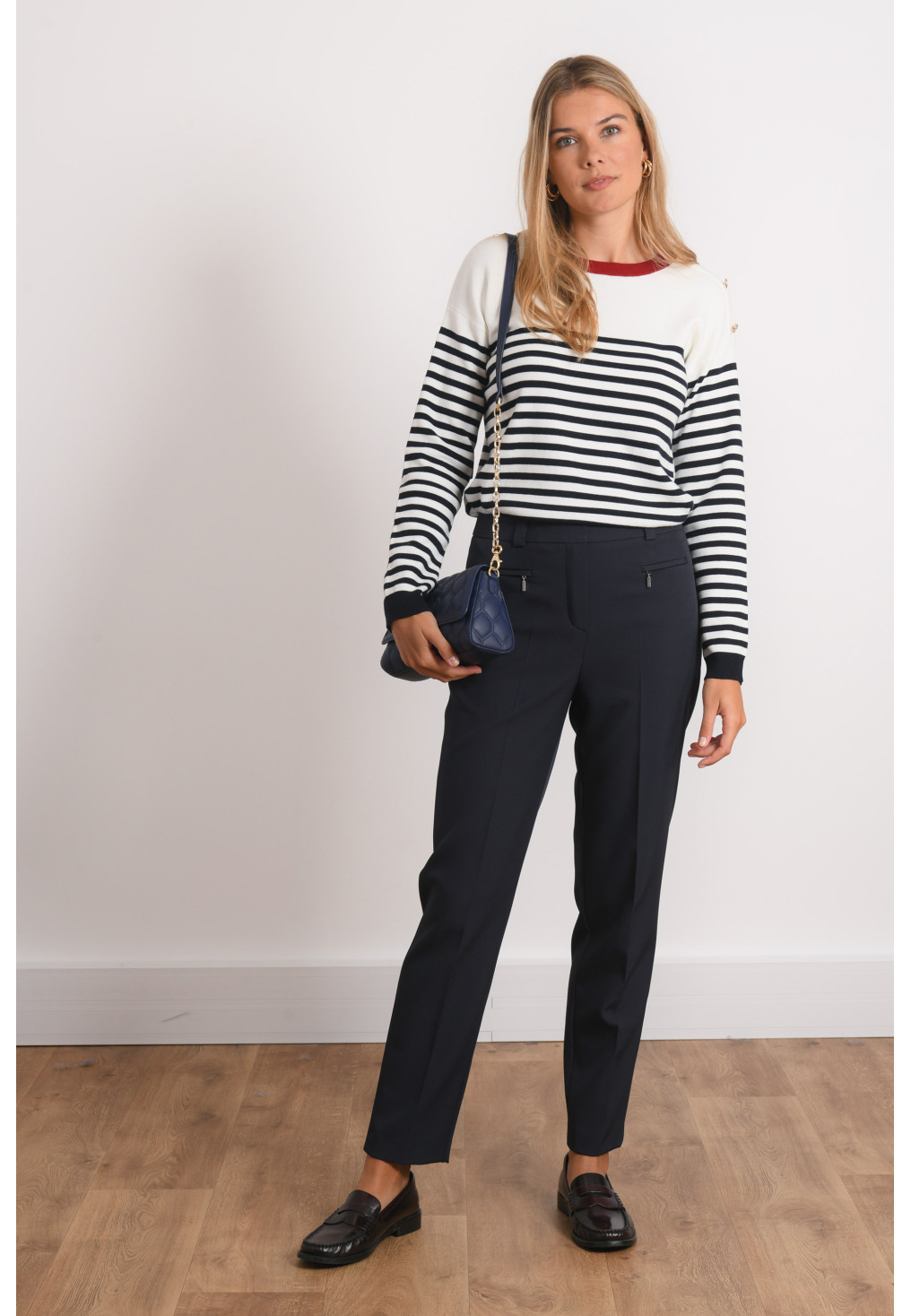 PANTALON 7/8 ZIPPE - ROANNE - NAVY - Antonelle