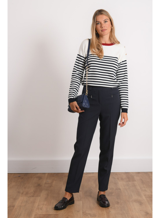 PANTALON 7/8 ZIPPE - ROANNE - NAVY - Antonelle