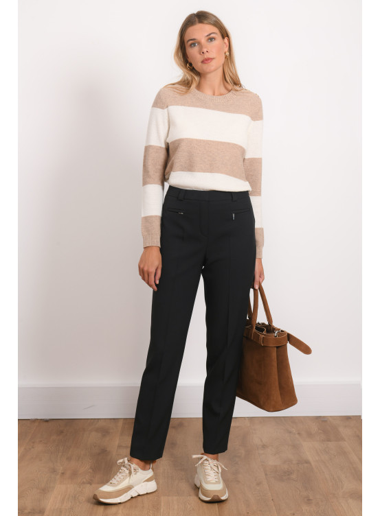 PANTALON 7/8 ZIPPE - ROANNE - NOIR - Antonelle