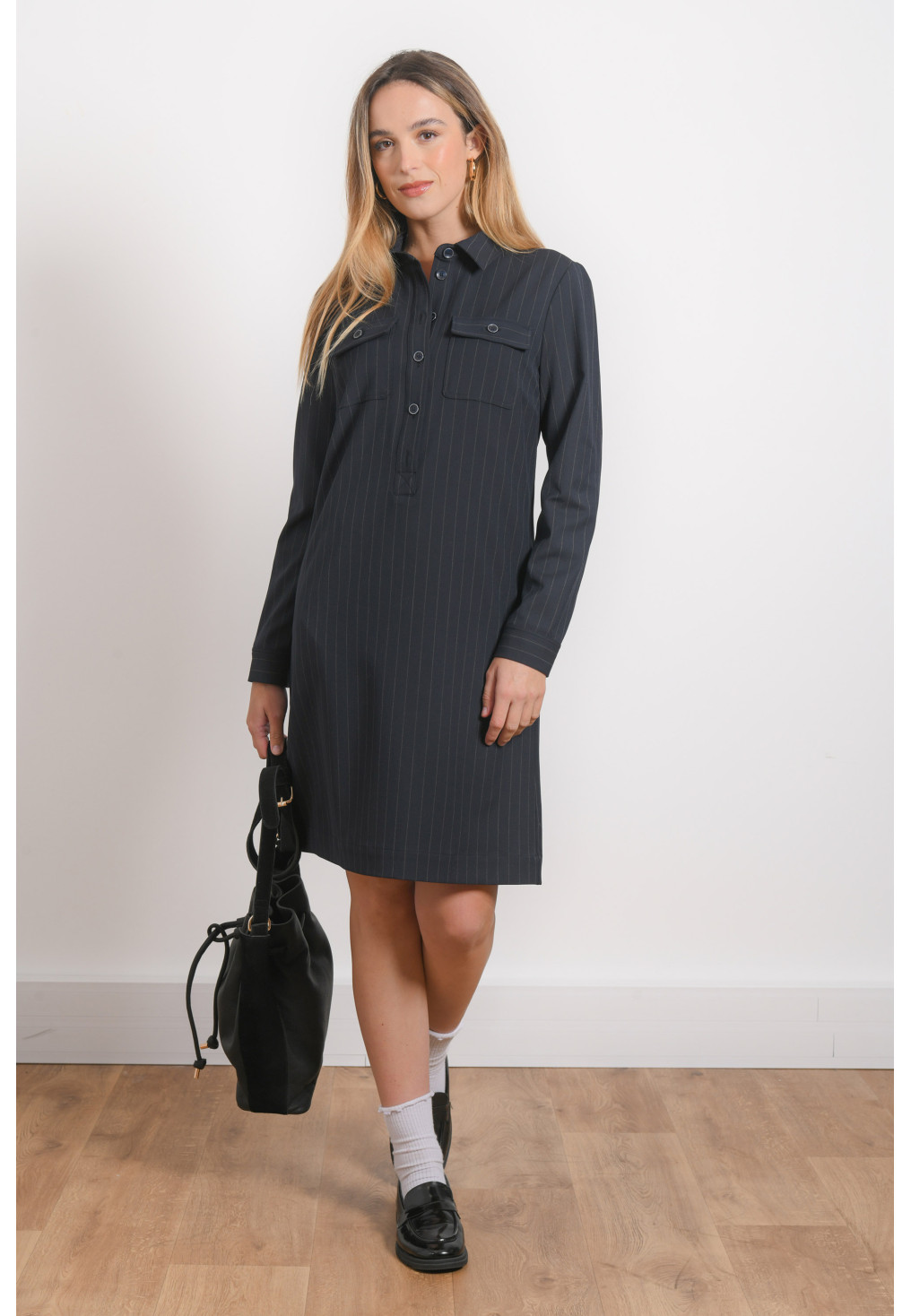 ROBE MANCHES LONGUES - RENNY - DARK NAVY - Antonelle