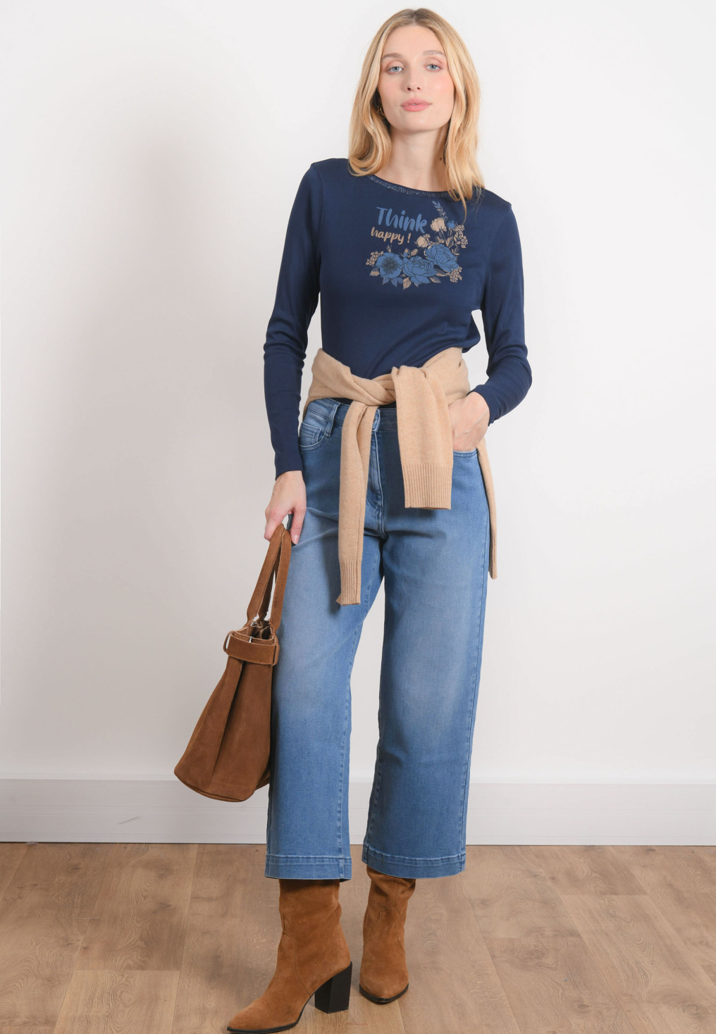 JEANS CROPPED LARGE - PERLOT - BLEU - Antonelle
