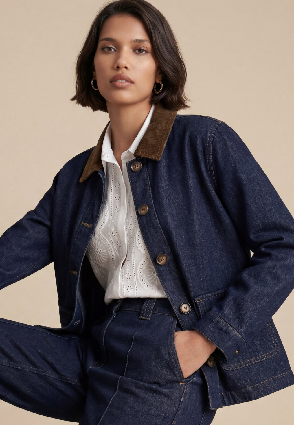 VESTE JEANS MATELASSEE - ROSALIE - BRUT - Antonelle