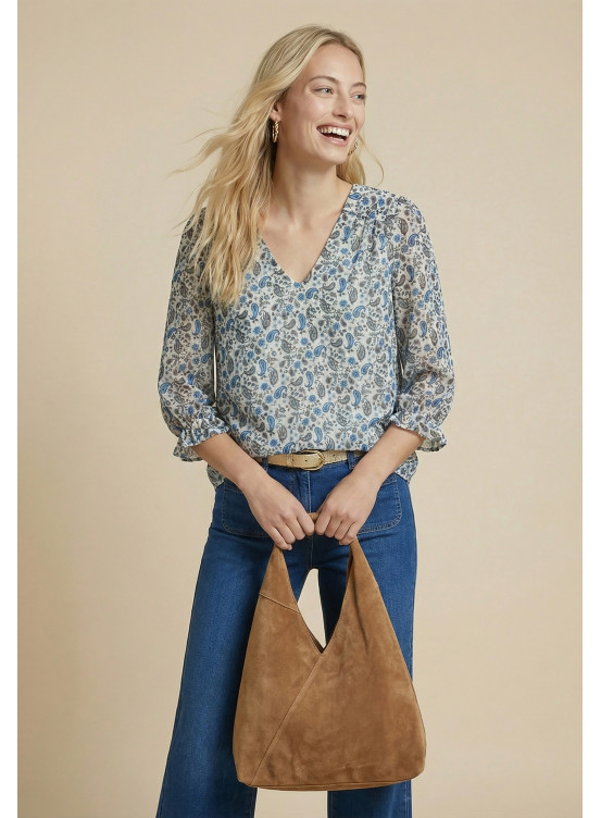 TOP MANCHES 3/4 - SAIMU - SABLE/BLEU - Nouveautés Antonelle