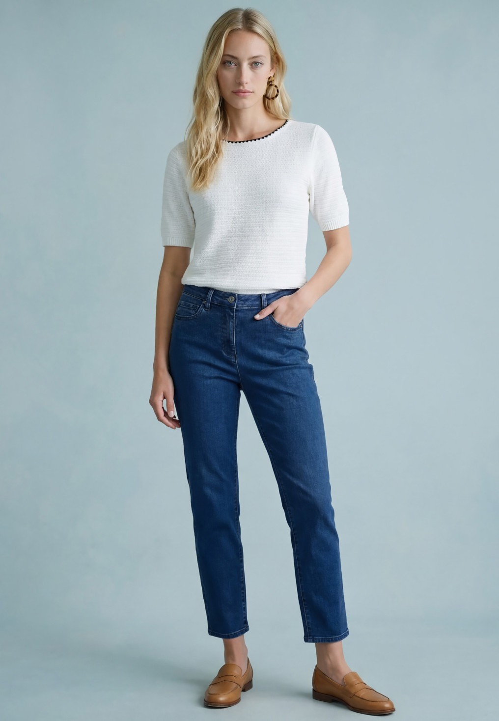 JEANS 7/8 SLIM - SASATEL - INDIGO - Nouveautés Antonelle