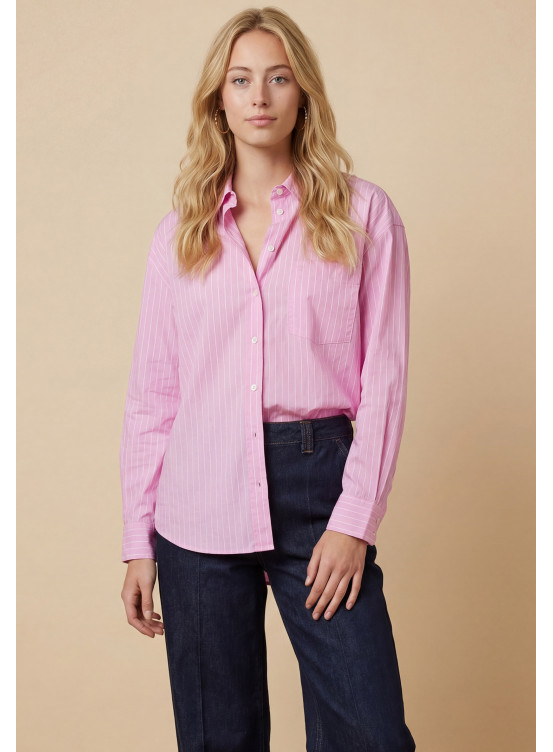 CHEMISE 100% COTON - SOUNE - PINK/WHITE - Antonelle