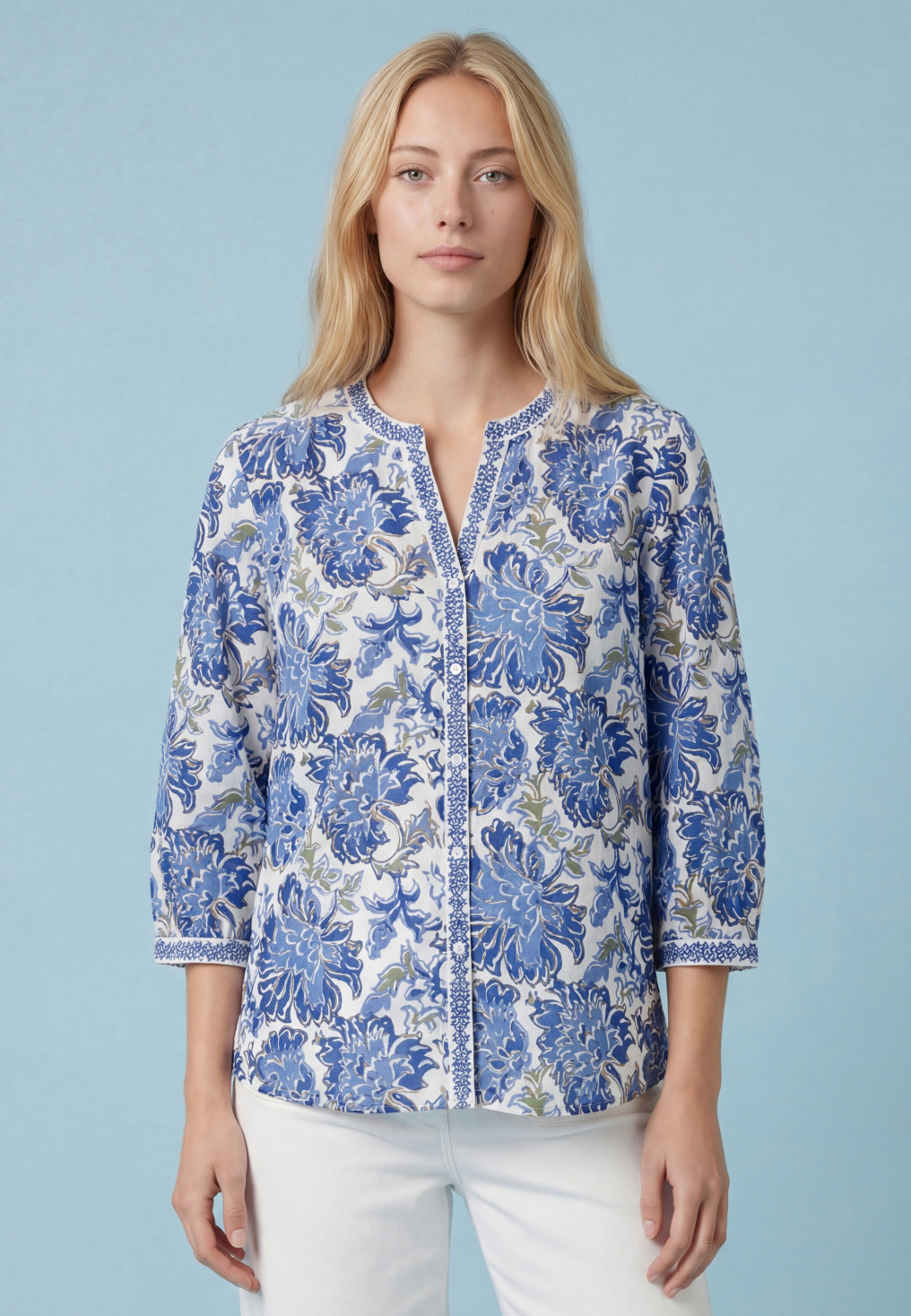 CHEMISE VOILE COTON - SUGAR - BLEU - Antonelle