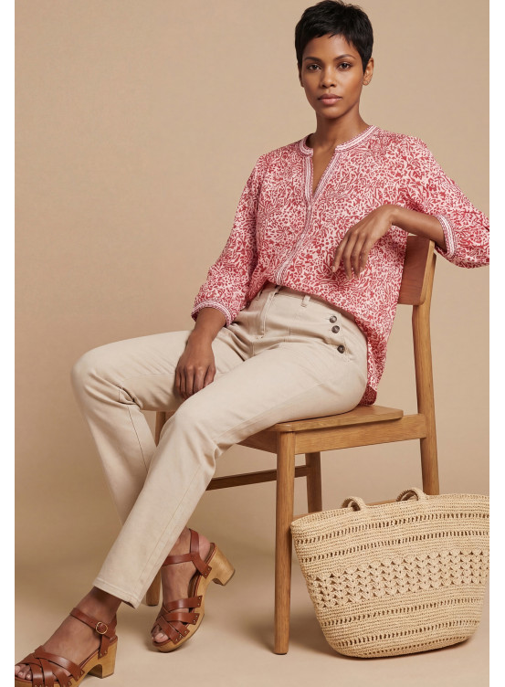 CHEMISE COTON - SWEETY - CORAIL/BLANC - Antonelle