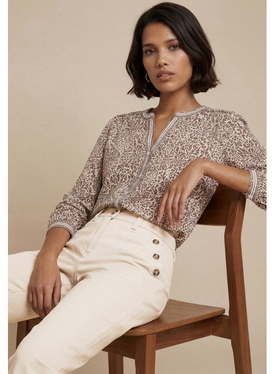 CHEMISE COTON - SWEETY - PRALINE/BLANC - Antonelle