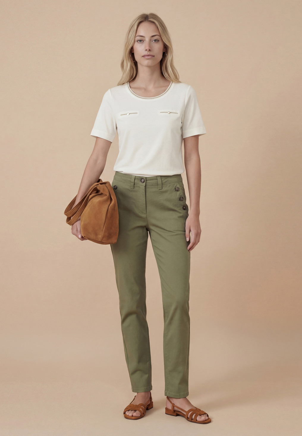 JEAN SLIM 7/8e - SALLY - KAKI - Antonelle