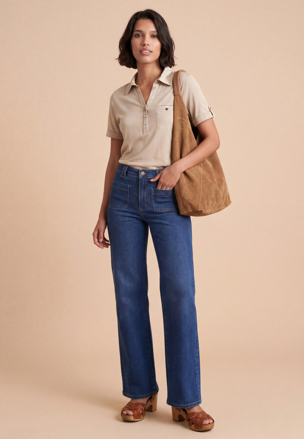 POLO COL SATIN - SATURNE - BEIGE - Antonelle