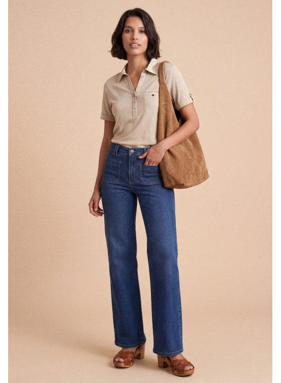 POLO COL SATIN - SATURNE - BEIGE - Antonelle