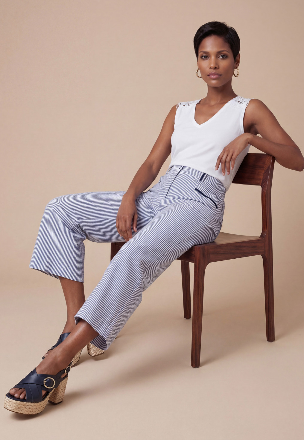 Palma Pant. 7/8 100%coton - Seersucker - - Produits a traiter Anton...