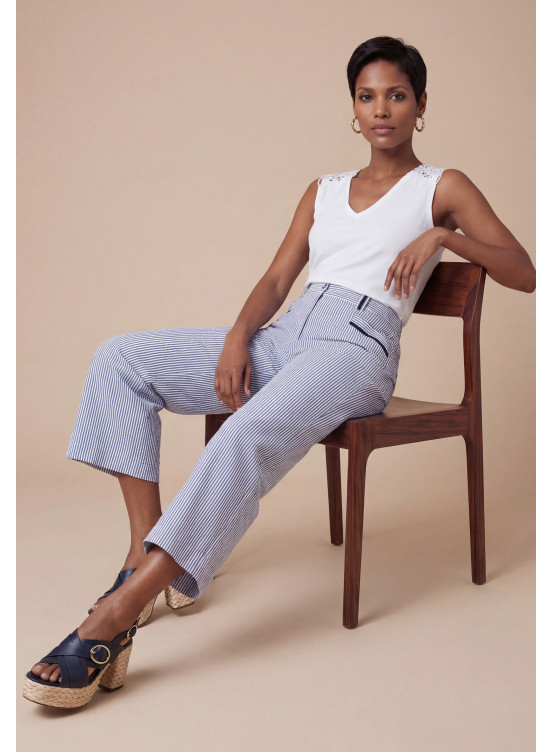 Palma Pant. 7/8 100%coton - Seersucker - - Produits a traiter Anton...