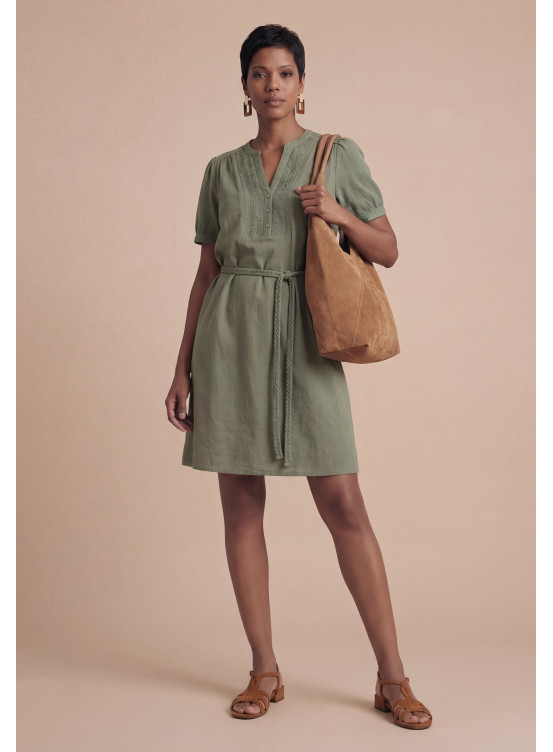 Savane Robe Brodee M3/4 100% Coton Crepe Moss - Produits a traiter ...