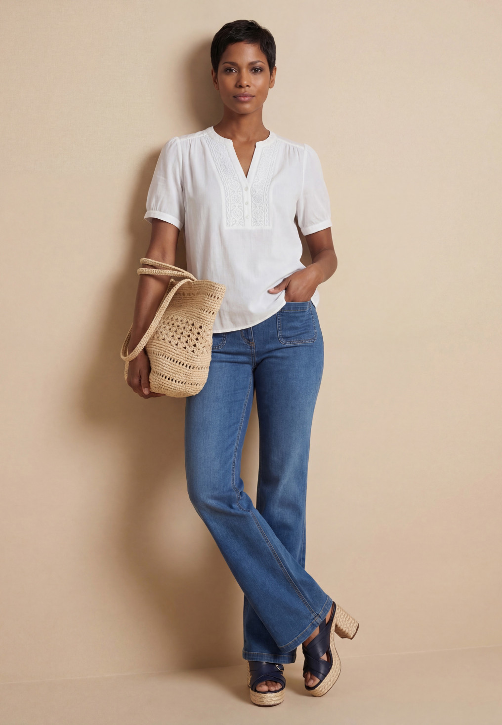 Savane Top Brode M3/4 100% Coton Crepe Moss - Produits a traiter An...