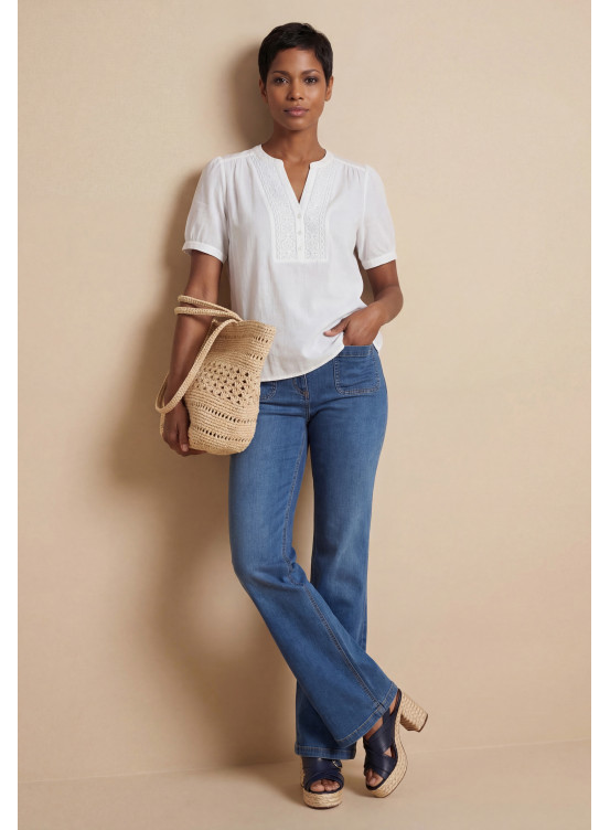 Savane Top Brode M3/4 100% Coton Crepe Moss - Produits a traiter An...