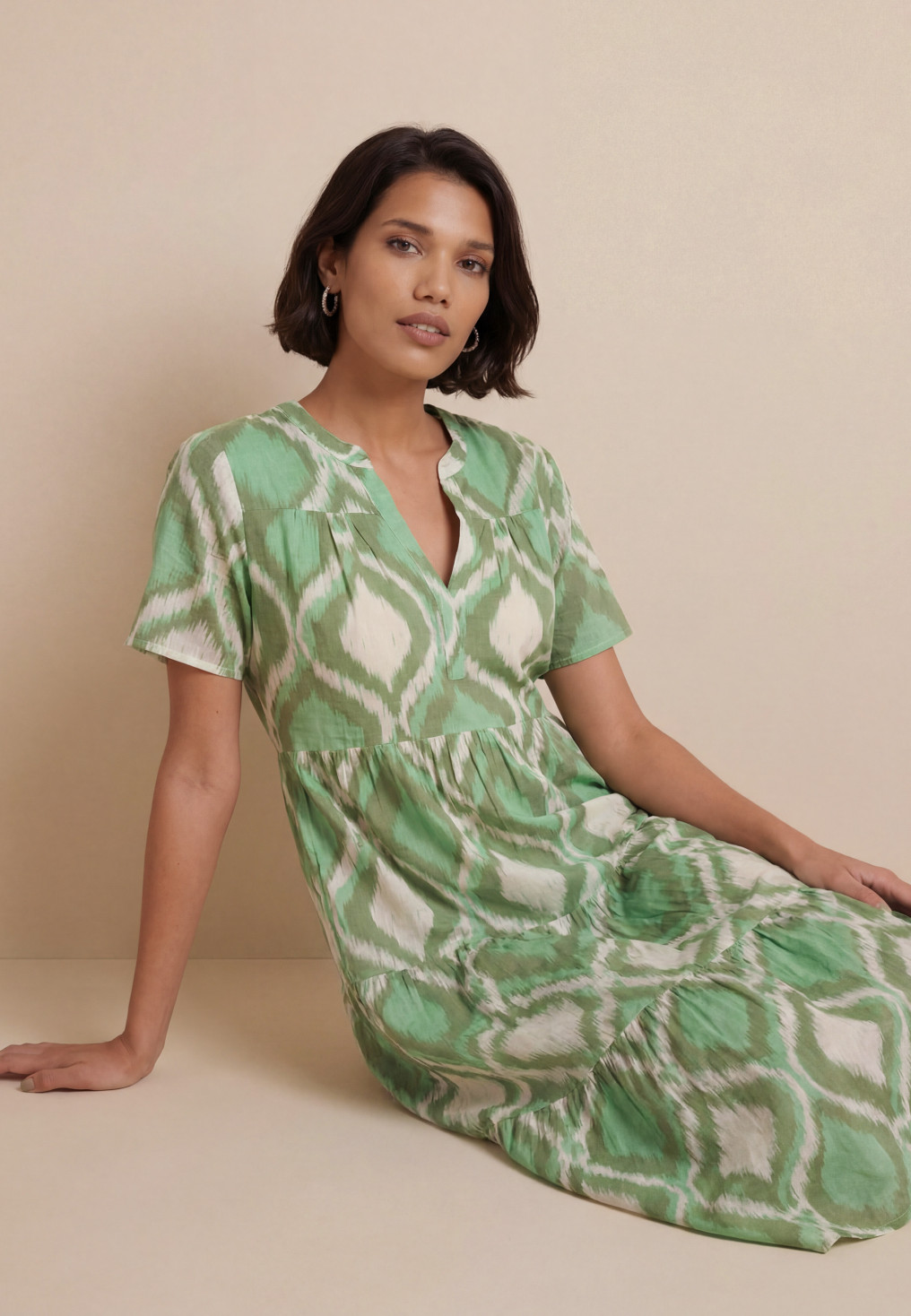 ROBE 100% COTON - MINSK - GREEN - Nouveautés Antonelle