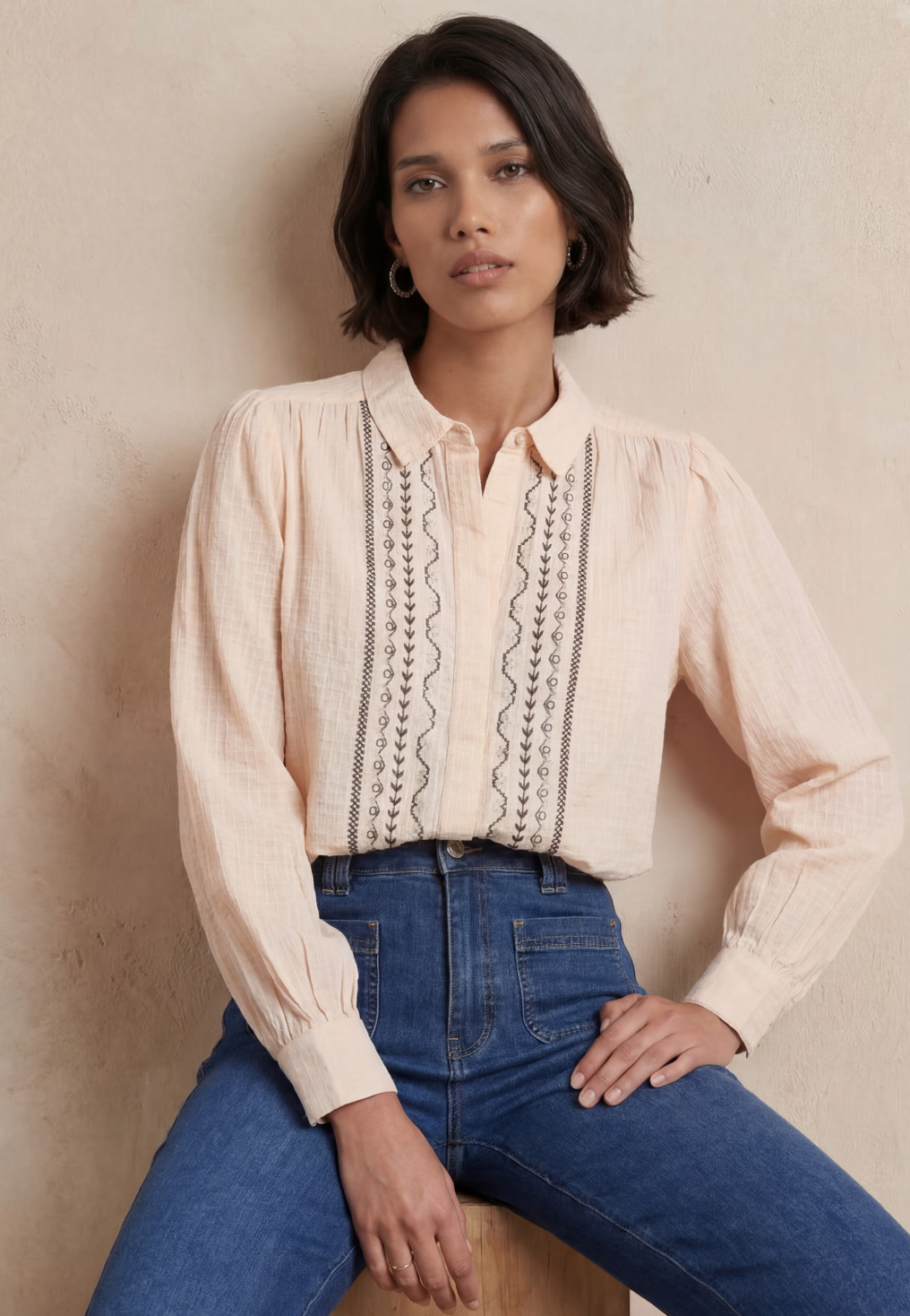 CHEMISE 100% COTON - RAPHINA - SAND - Nouveautés Antonelle