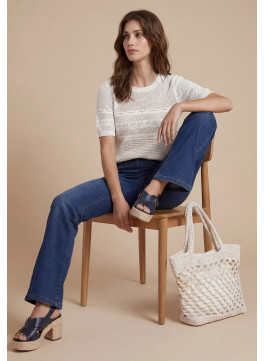 PULL MANCHES COURTES - SOLARE - BLANC