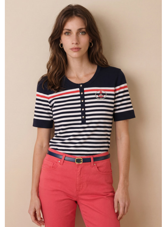 Santorin Tee Shirt Raye Mc 50%coton 50%modal - Produits a traiter A...