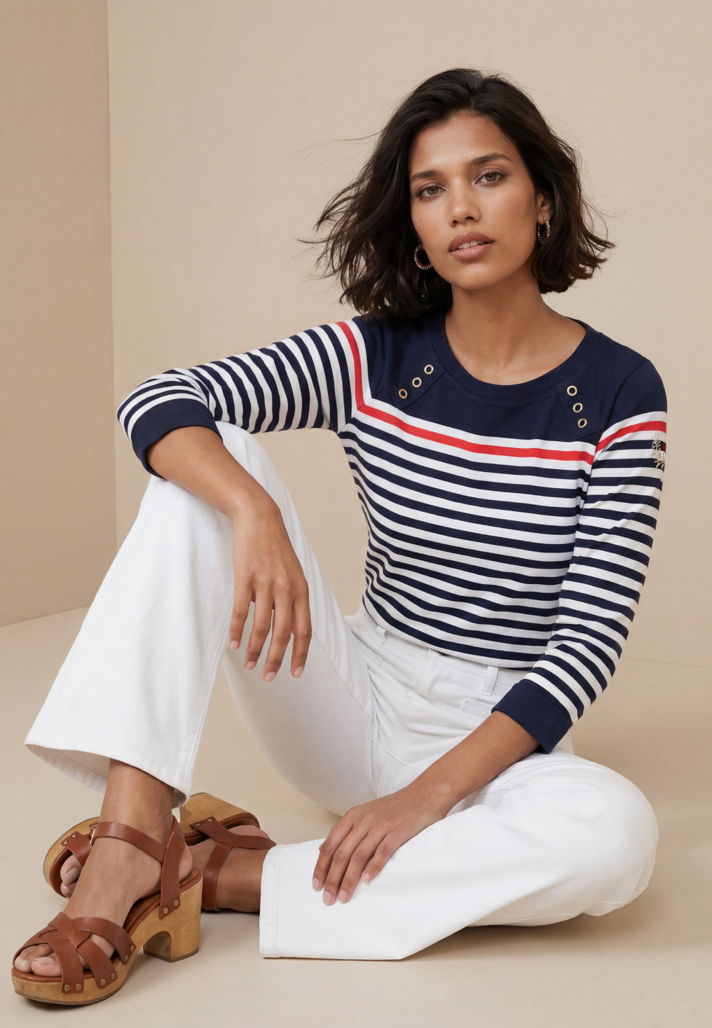 Sam Tee Shirt Raye M3/4 50%coton 50%modal - Produits a traiter Anto...