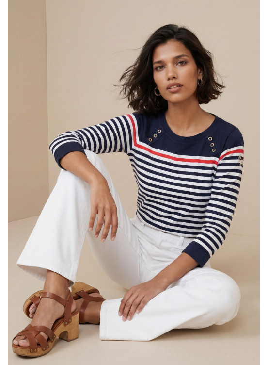 Sam Tee Shirt Raye M3/4 50%coton 50%modal - Produits a traiter Anto...