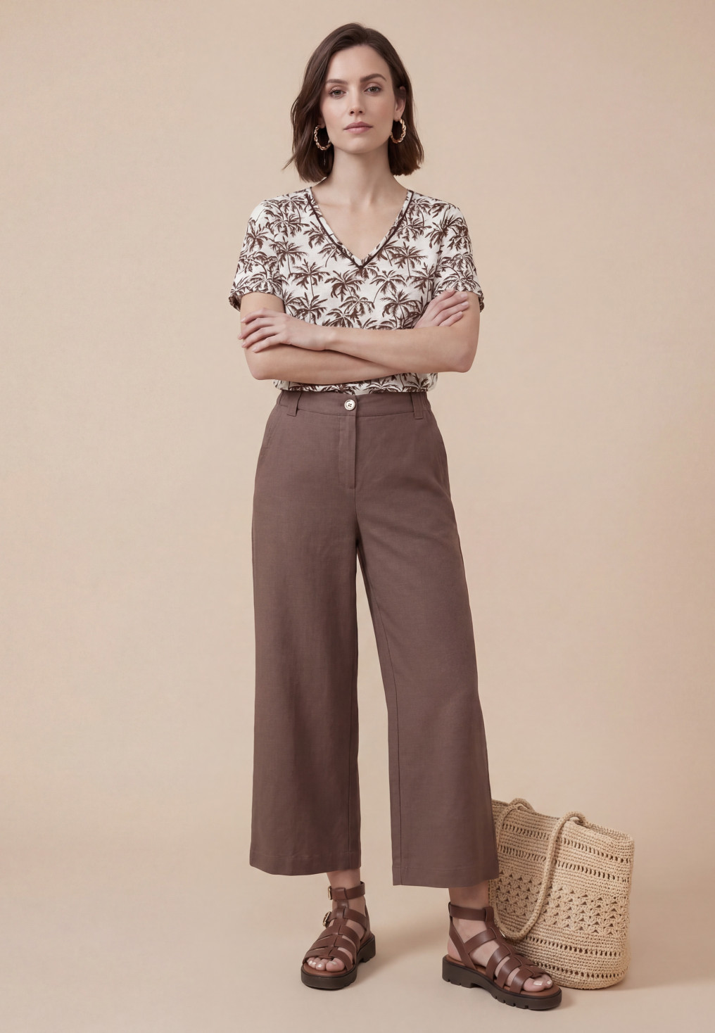 Sancho Pantalon Cropped 88%tencel 12%lin - Produits a traiter Anton...