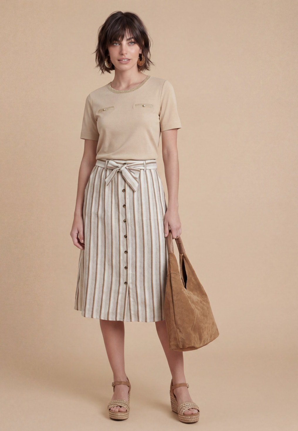 JUPE - SIMAO - BEIGE/ECRU