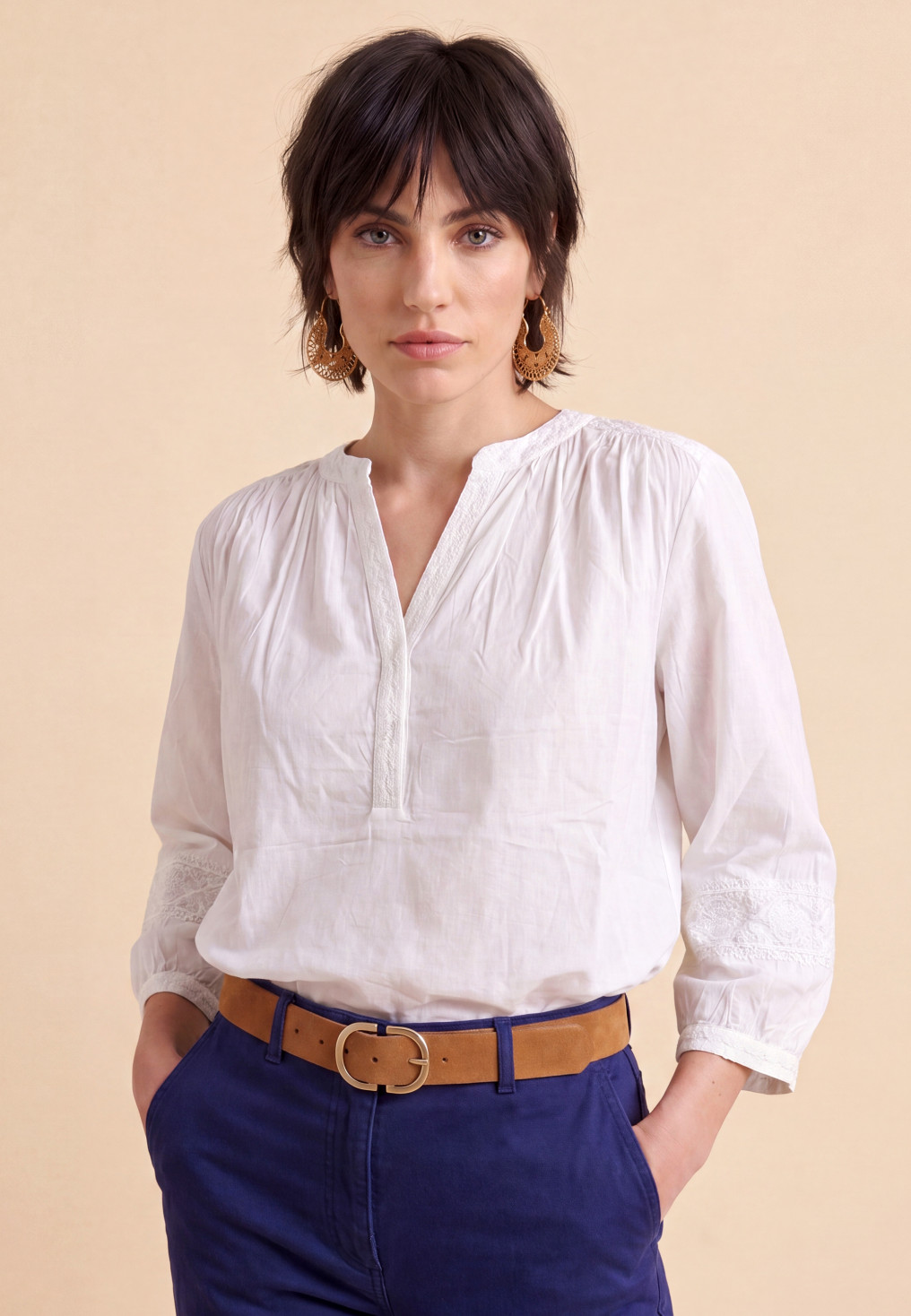 Sky Top M3/4 100% Coton + Embroidery - Produits a traiter Antonelle