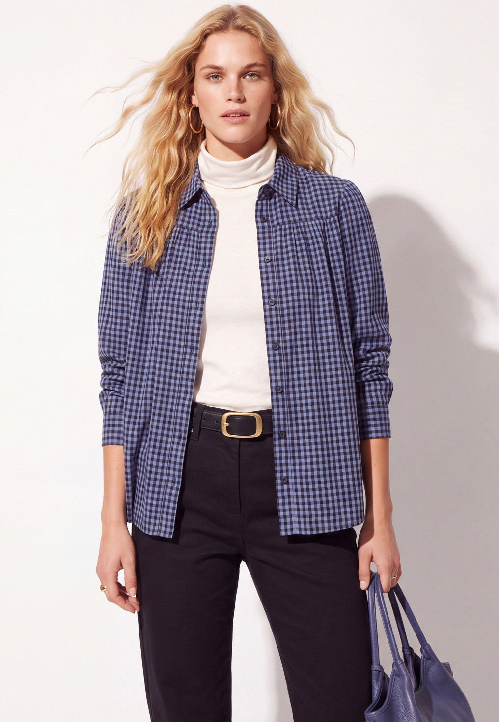 CHEMISE 100% COTON - TACIF - BLEU/NOIR