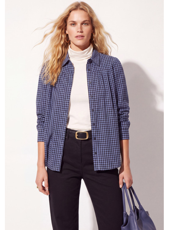 CHEMISE 100% COTON - TACIF - BLEU/NOIR