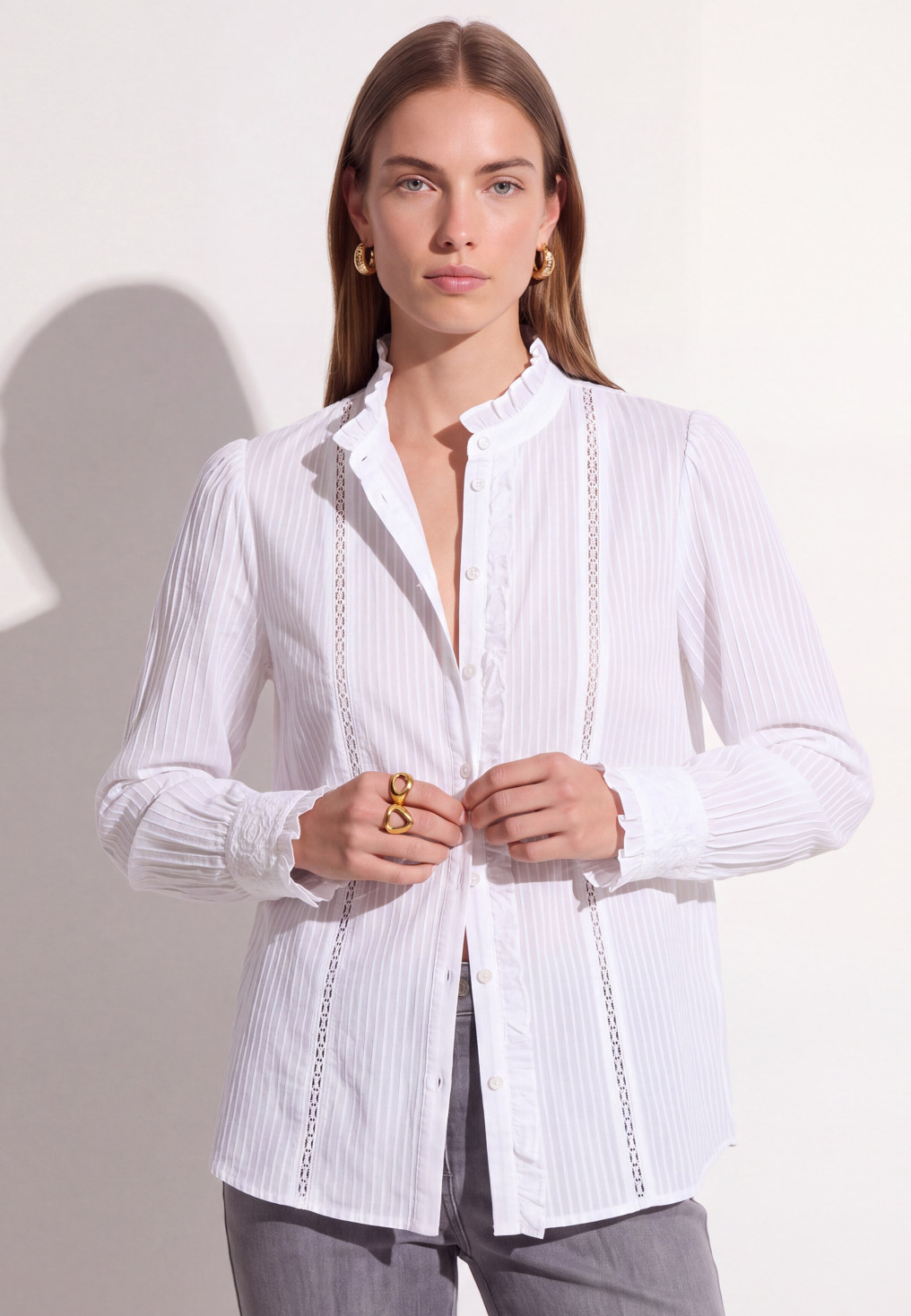 CHEMISE 100% COTON - TEXT - BLANC