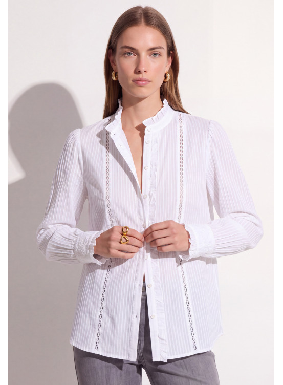 CHEMISE 100% COTON - TEXT - BLANC