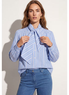 CHEMISE 100% COTON - TAPIOCA - BLEU/BLANC