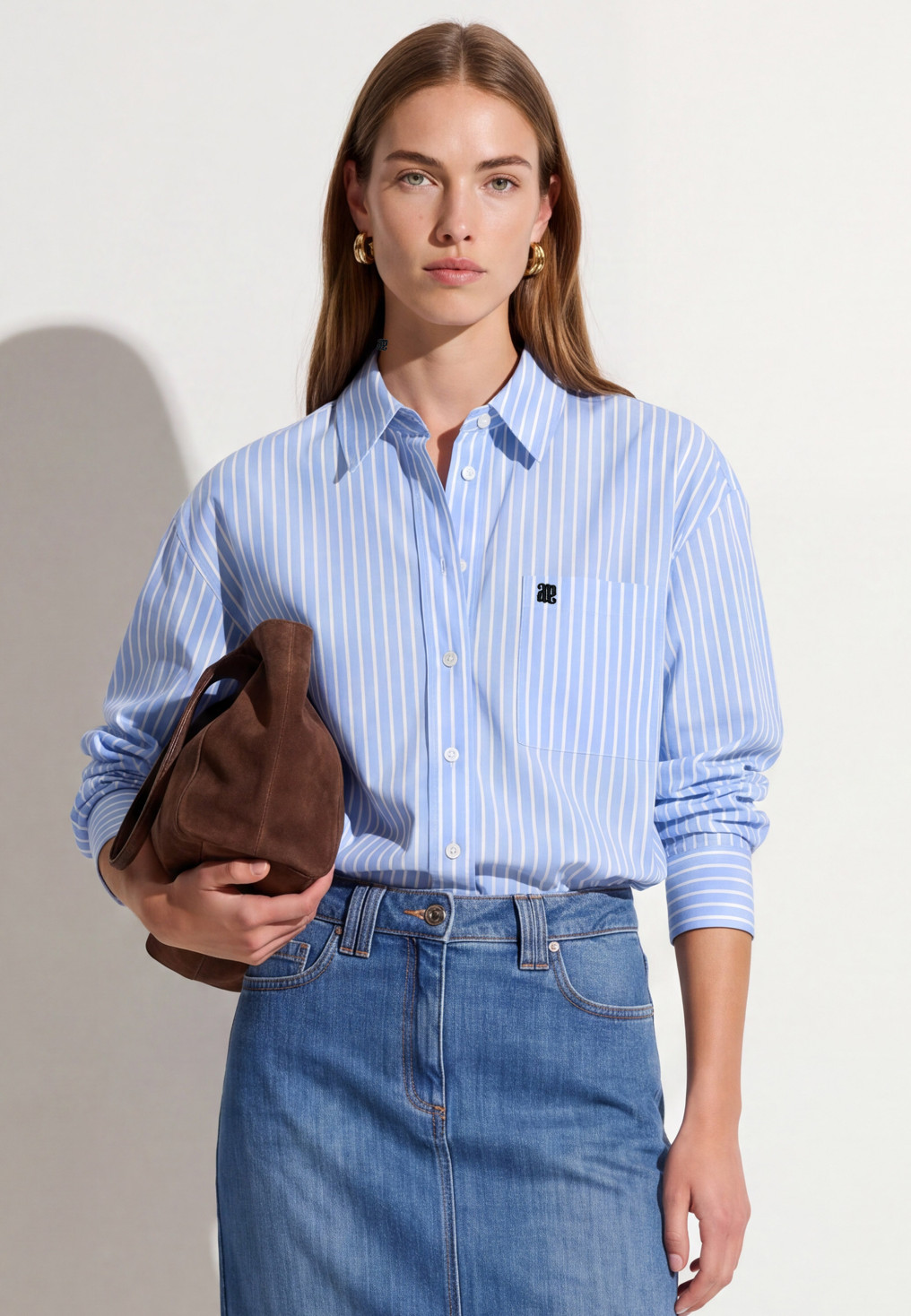 CHEMISE 100% COTON - TANYL - BLEU/BLANC