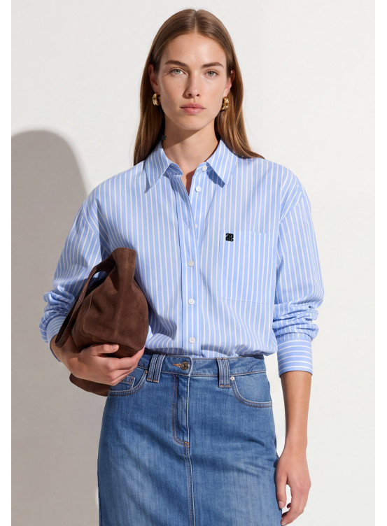 CHEMISE 100% COTON - TANYL - BLEU/BLANC