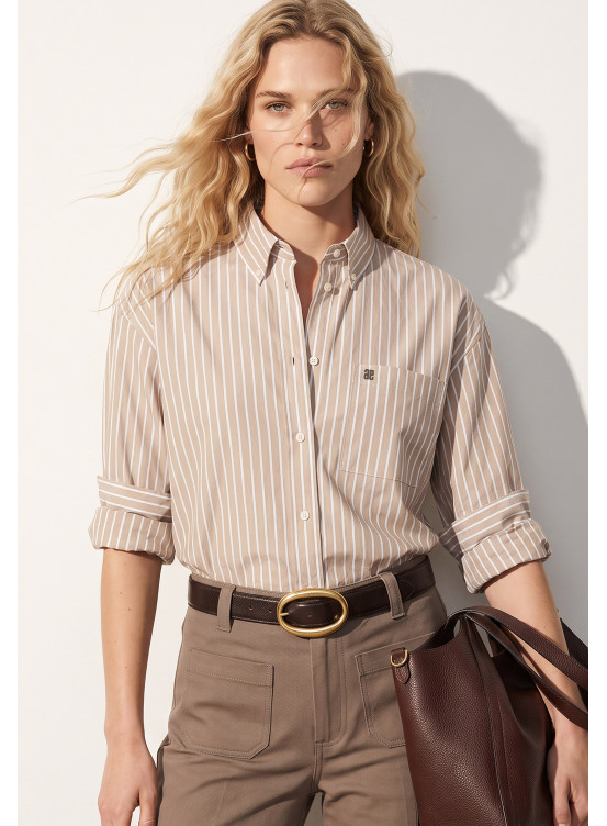 CHEMISE 100% COTON - TANYL - BEIGE/ECRU