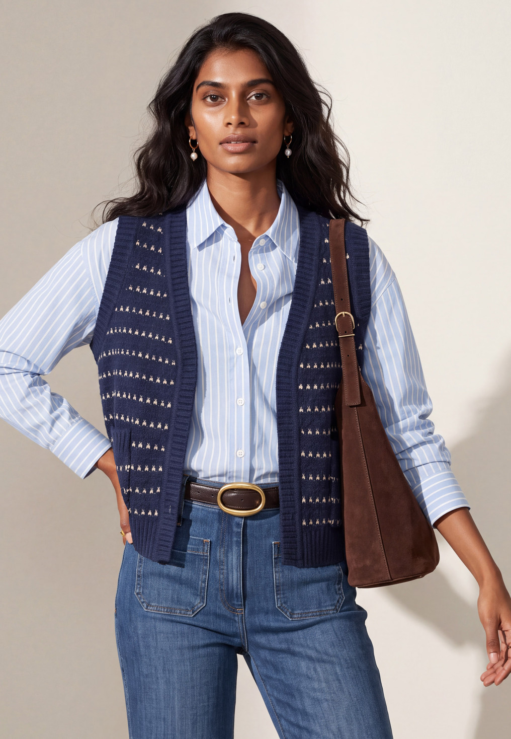 GILET SANS MANCHE - TIBRE - MARINE/BEIGE