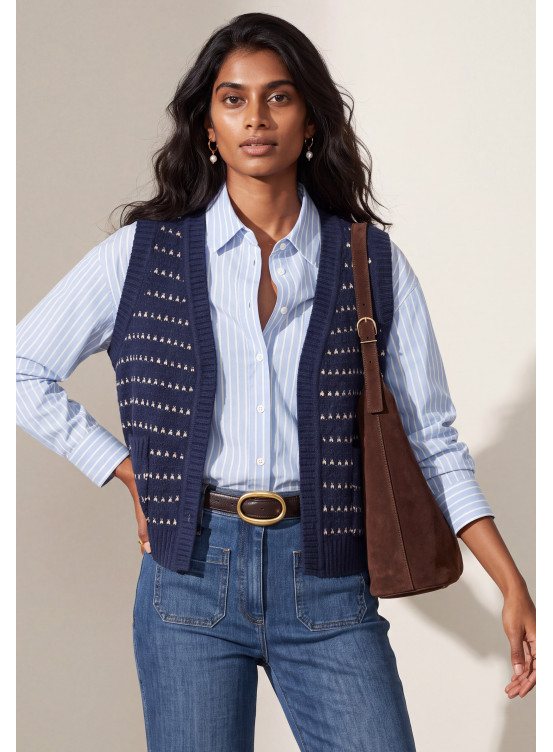 GILET SANS MANCHE - TIBRE - MARINE/BEIGE
