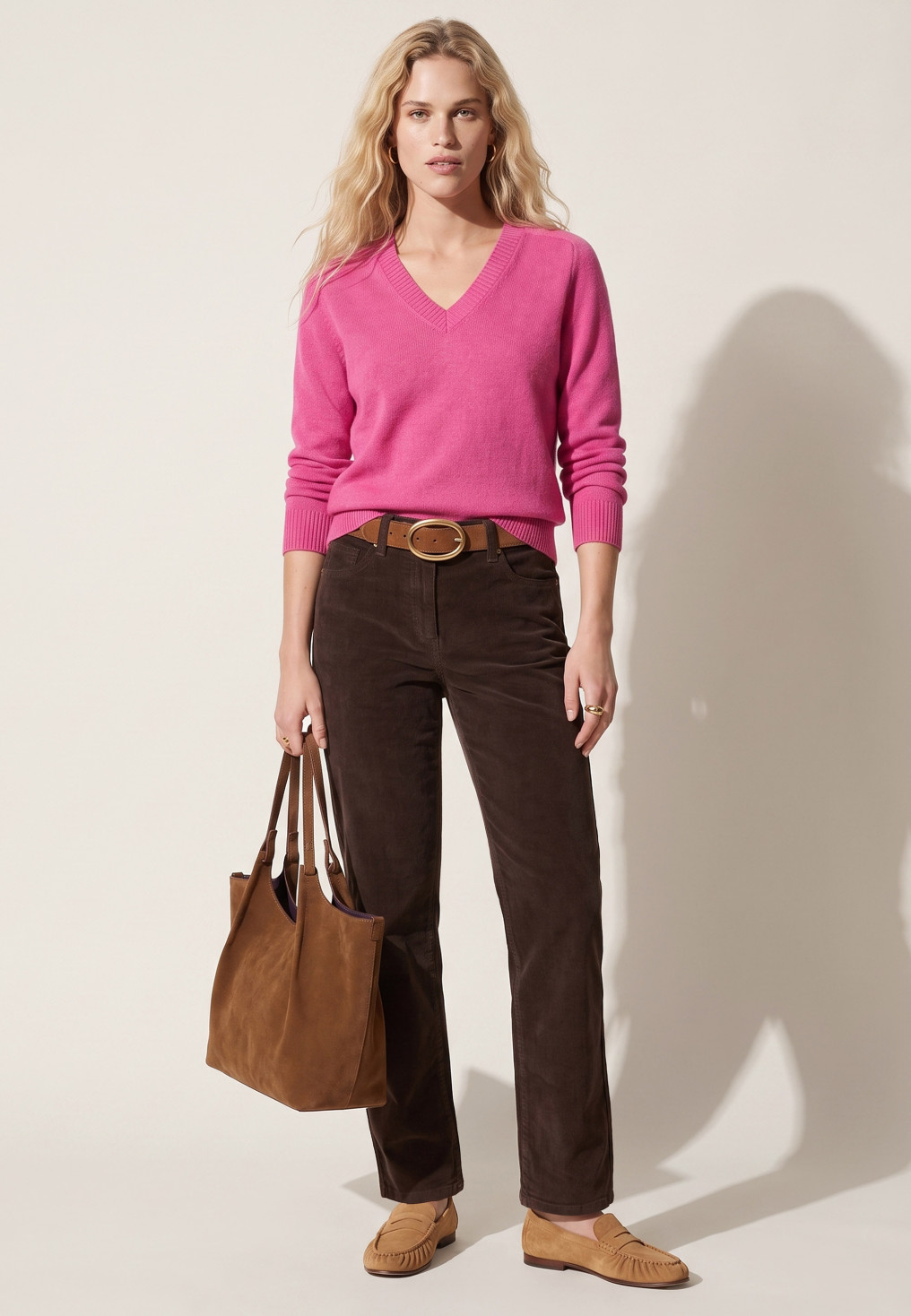 PANTALON VELOURS DROIT - TEMPA - CHOCO