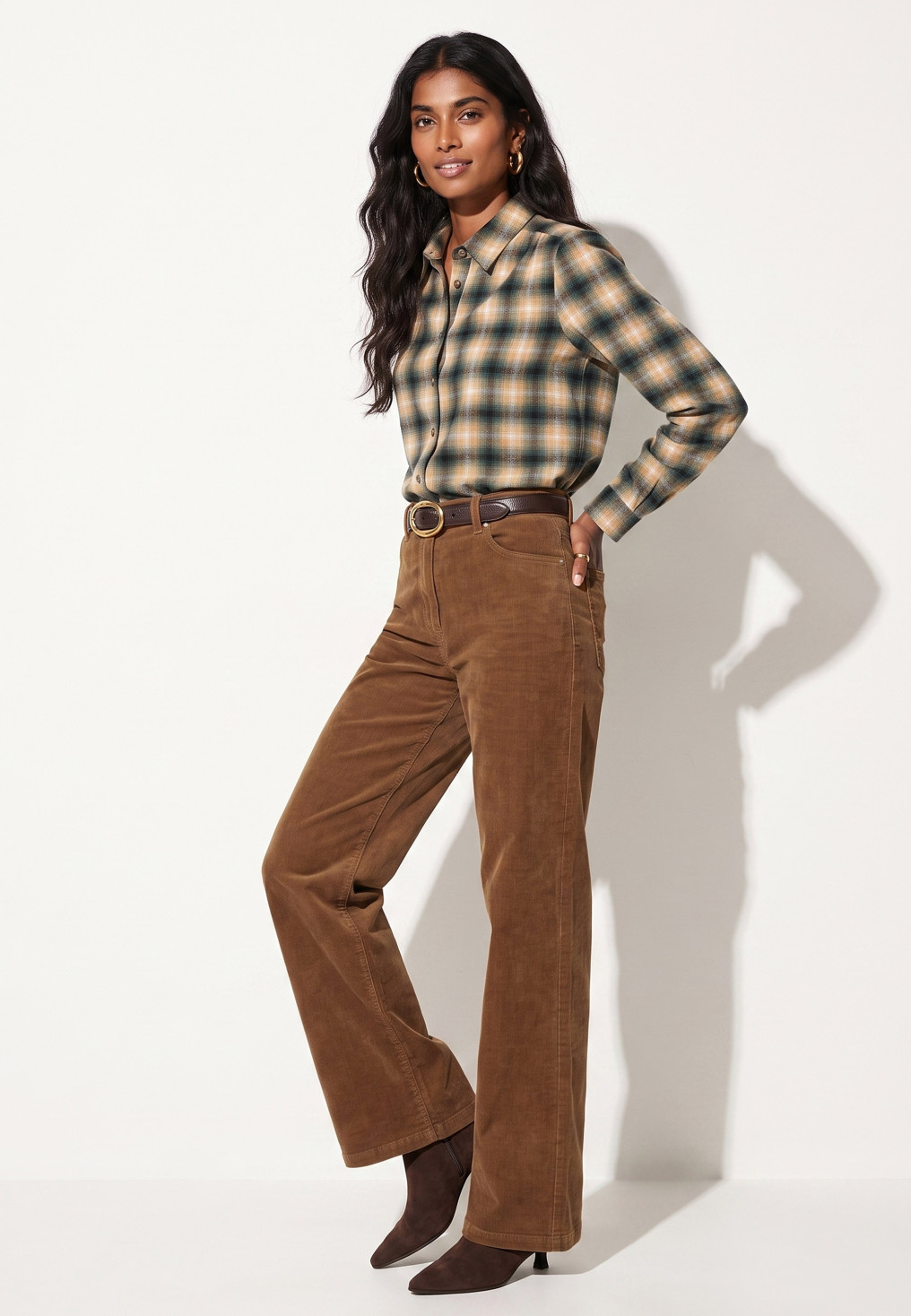 PANTALON VELOURS DROIT - TEMPA - ECORCE