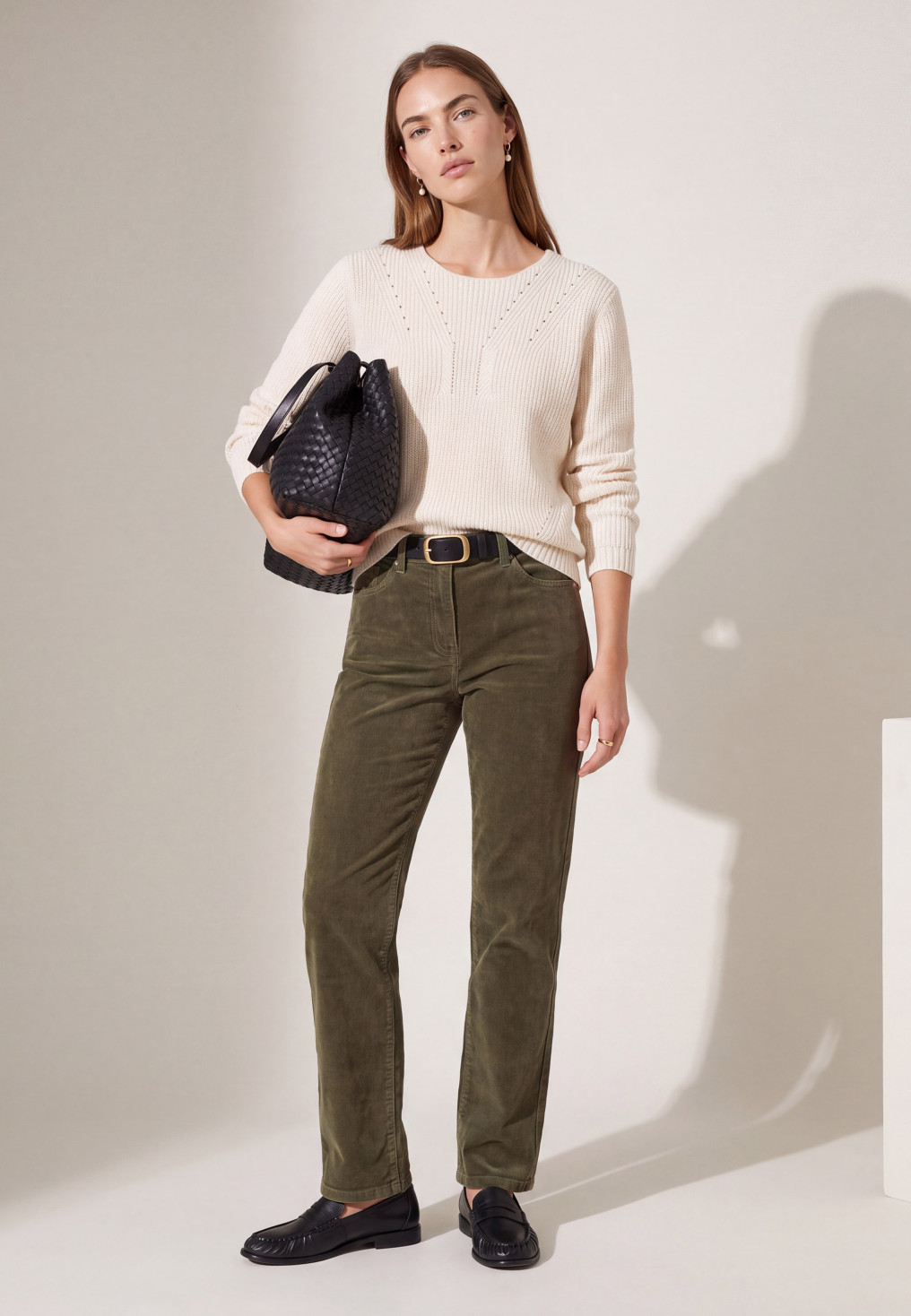 PANTALON VELOURS DROIT - TEMPA - KAKI