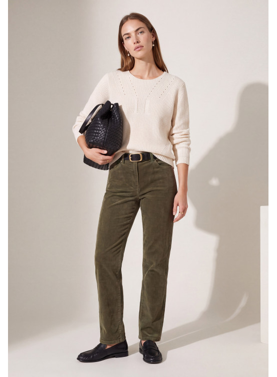 PANTALON VELOURS DROIT - TEMPA - KAKI