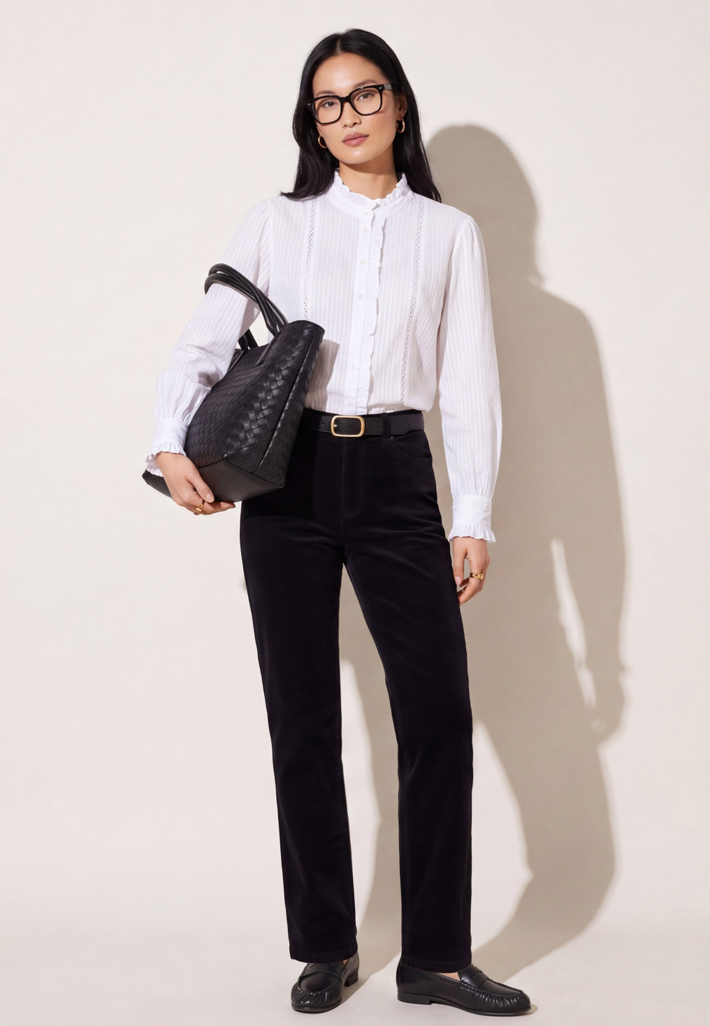 PANTALON VELOURS DROIT - TEMPA - NOIR
