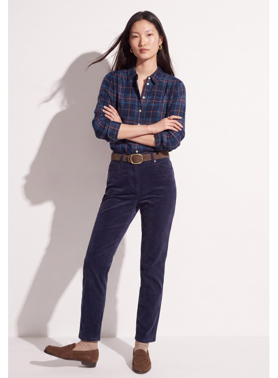 PANTALON SLIM 7/8 EME VELOURS -TIOTA - MARINE