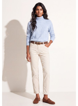 PANTALON SLIM 7/8 EME VELOURS -TIOTA - ECRU