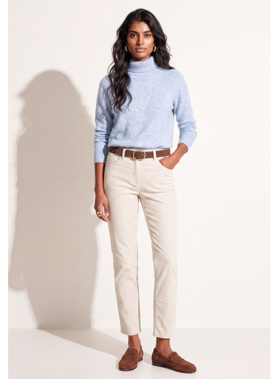 PANTALON SLIM 7/8 EME VELOURS -TIOTA - ECRU