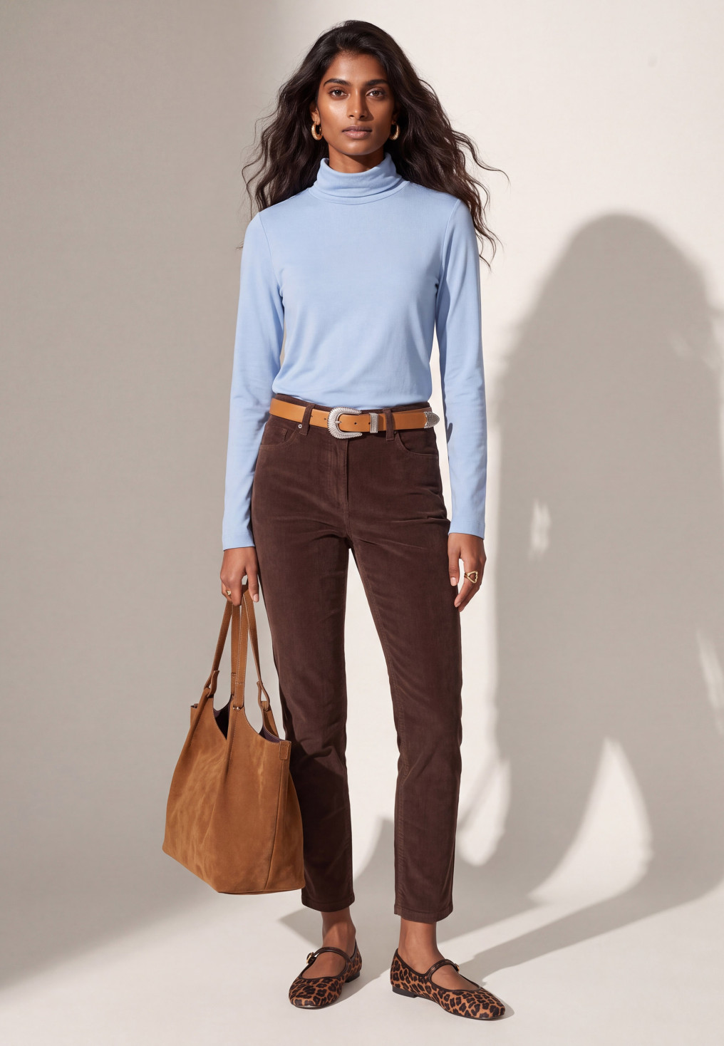 PANTALON SLIM 7/8 EME VELOURS -TIOTA - CHOCO